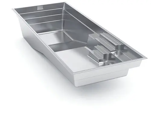 3D image of The Grand rectangular fiberglass composite pool shell, available at Leisure Pools Durham